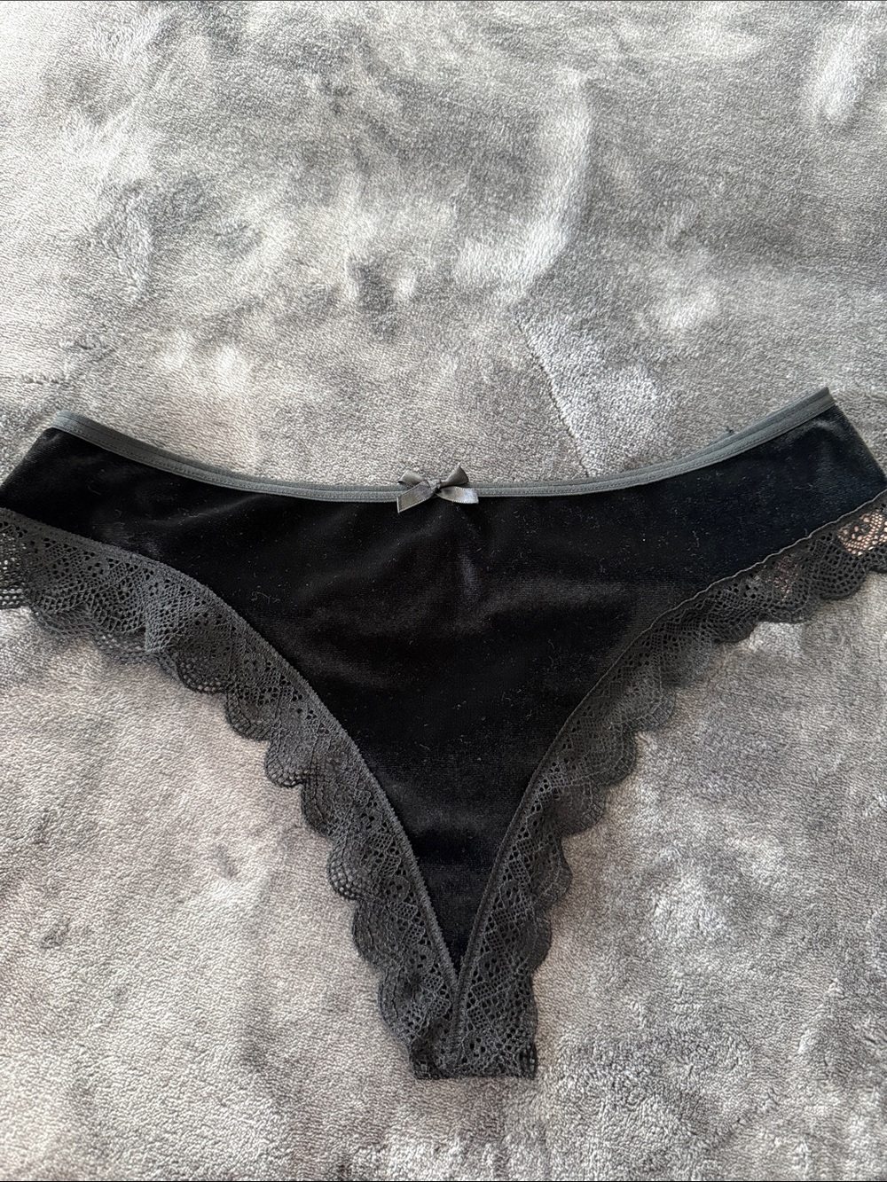 Victoria's Secret Black Velvet Lace Bikini Panty